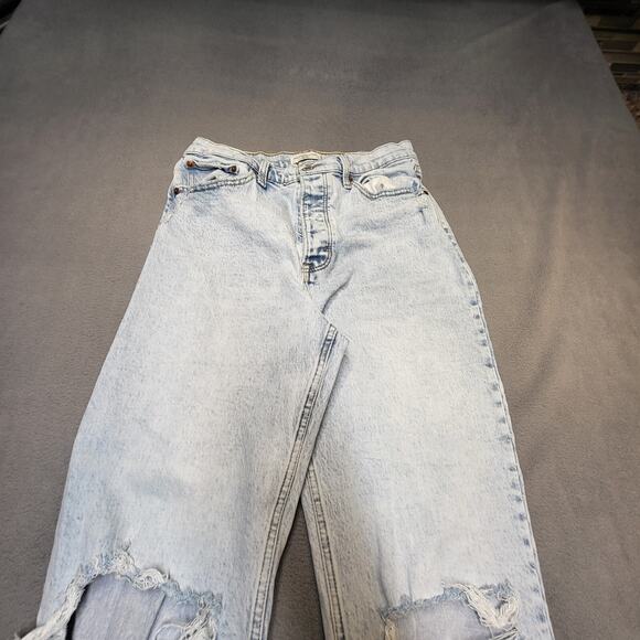 Abercrombie And Fitch Jeans Womens 8 Blue Dad Straight Leg Distressed Denim - Picture 2 of 11